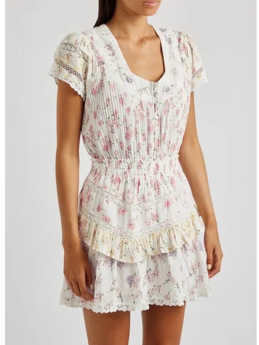 LoveShackFancy Jeromie Floral Ruffled Mini Dress - Size XS - Picture 1 of 5